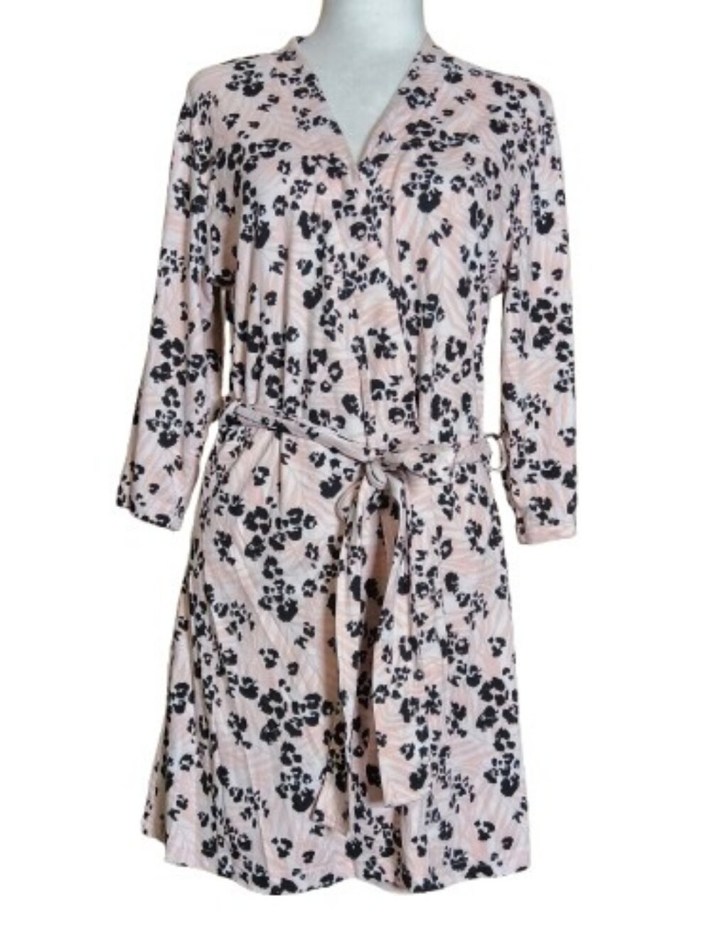 Cynthia Rowley Pink Animal Print Robe Small Tie Waist Lounge Duster